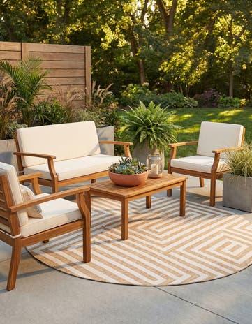 7' 10 x 7' 10 Easy-Clean Modern Indoor / Outdoor Round Rug