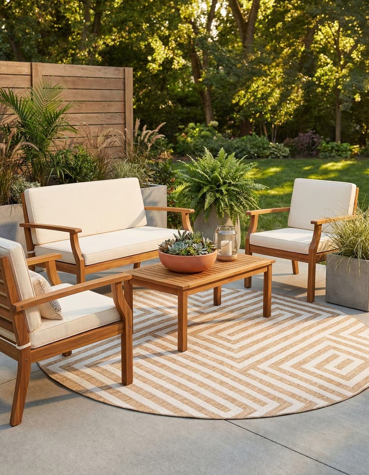 7' 10 x 7' 10 Easy-Clean Modern Indoor / Outdoor...