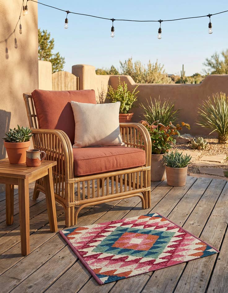 Detail image of  1' 4 x 1' 4  Washable Southwestern Indoor / Outdoor Sample Rug