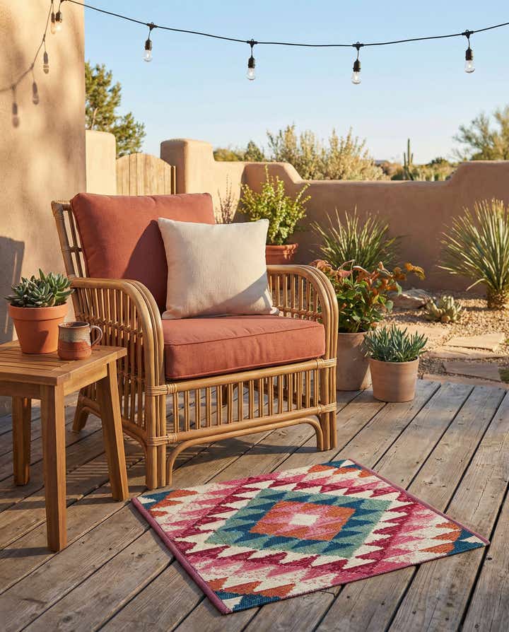 1' 4 x 1' 4 Easy-Clean Southwestern Indoor / Outdoor Sample Rug