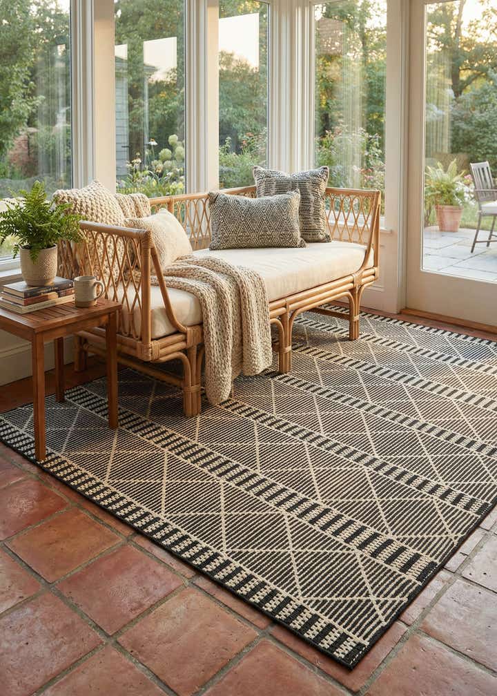 7' 10 x 7' 10 Easy-Clean Lattice Indoor / Outdoor Square Rug