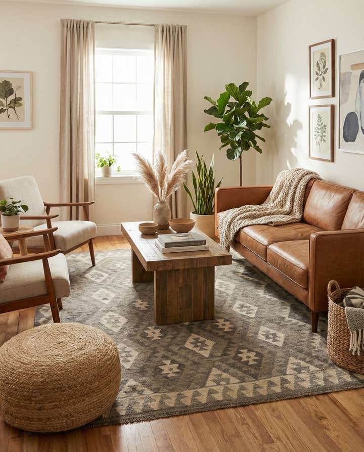 5' 2 x 6' 7 Hand Woven Kilim Maymana Wool Rug