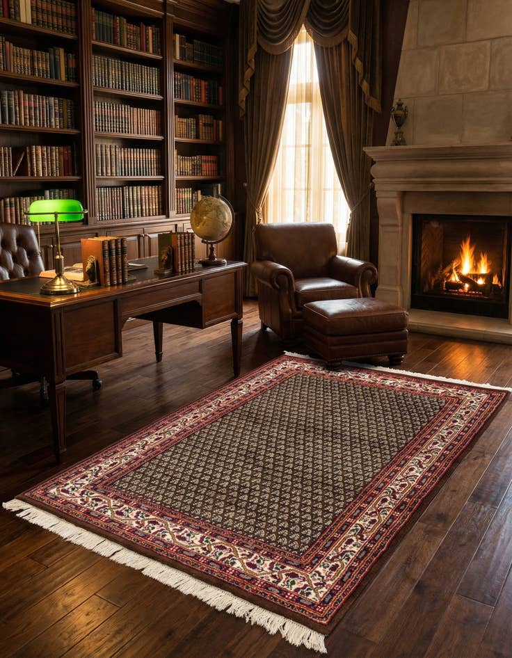 Detail image of  4' x 6'  Hand Knotted Mir Wool Rug