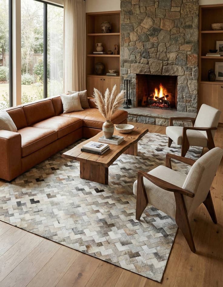 Detail image of 6' 7 x 9' 10 Cowhide Stocks Rug