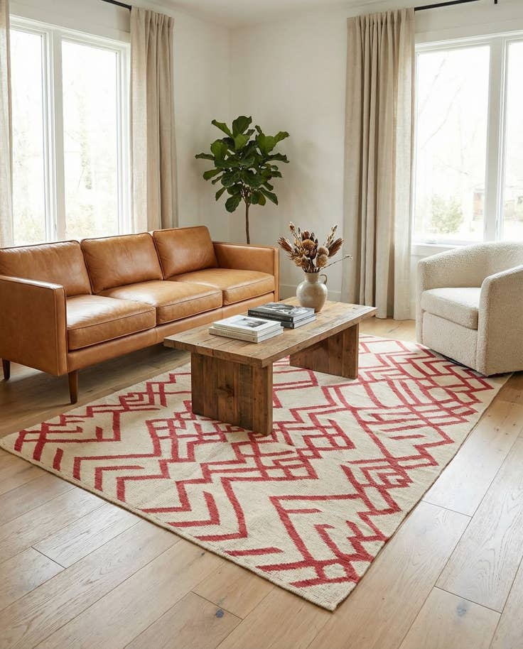 Detail image of 4' 2 x 6' 2 Hand Woven Kilim Modern Wool Rug