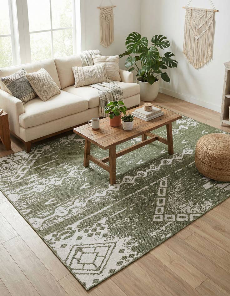 Detail image of 7' x 10' Easy-Clean Bohemian Indoor / Outdoor Rug