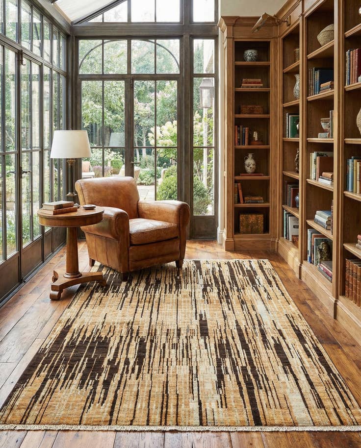 Detail image of 4' 8 x 6' 6 Hand Knotted Modern Ziegler Wool Rug