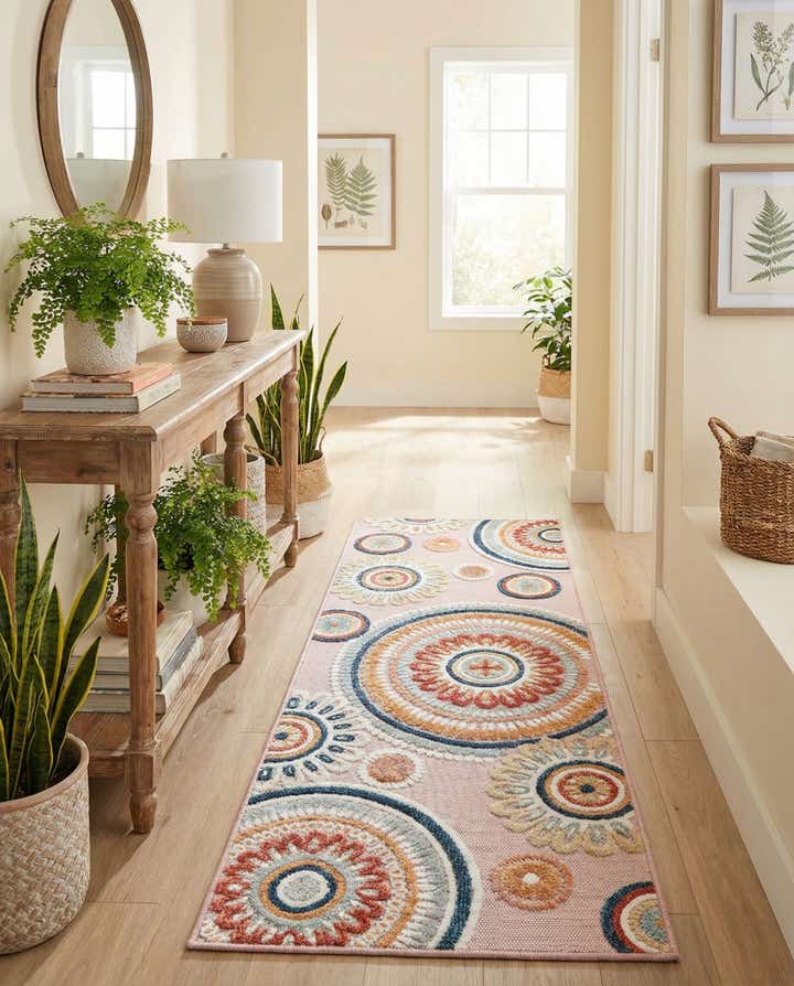 2' 2 x 6' Easy-Clean Botanical Indoor / Outdoor Runner Rug