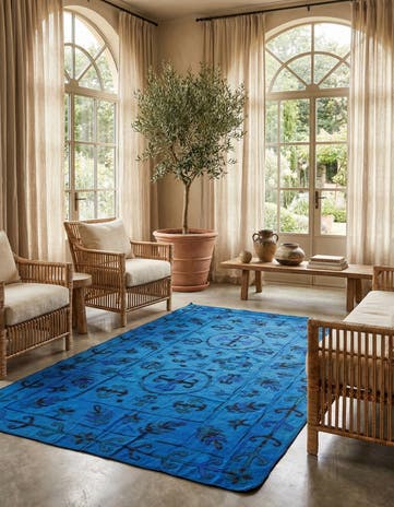 6' 4 x 9' 2 Hand Woven Kilim Suzani Wool Rug