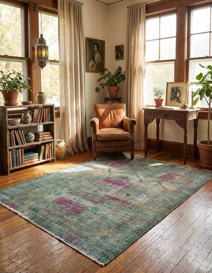 Detail image of 4' 3 x 6'  Hand Knotted Ultra Vintage Persian Wool Rug