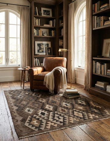 5' 2 x 6' 6 Hand Woven Kilim Maymana Wool Rug