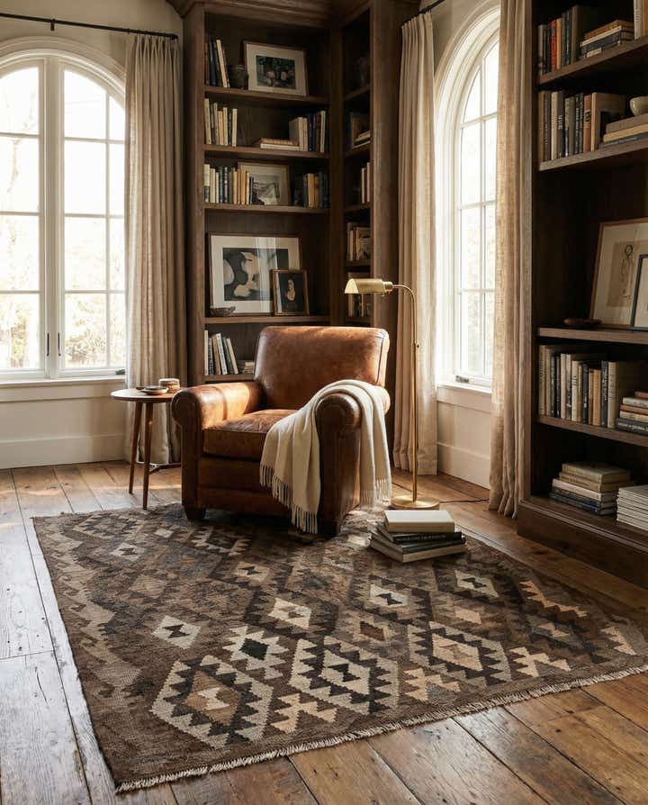 5' 2 x 6' 6 Hand Woven Kilim Maymana Wool Rug