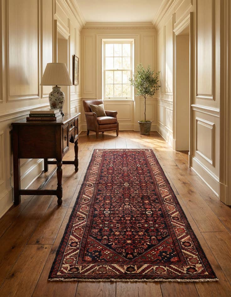 Detail image of 3' 7 x 11' 1 Hamedan Wool Runner Rug