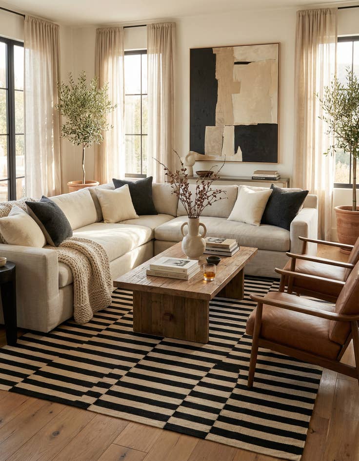 Detail image of 5' 5 x 7' 8  Hand Woven Kilim Modern Wool Rug