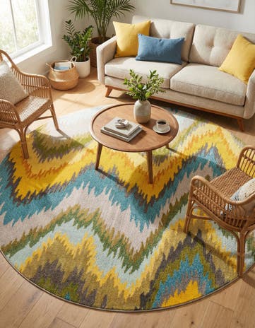 Washable Hyacinth Round Rug