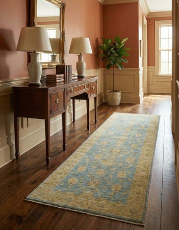 2' 11 x 9' 3 Hand Knotted Peshawar Ziegler Runner Rug