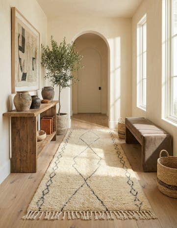6' 6 x 11' 7 Hand Knotted Moroccan Wool Runner Rug