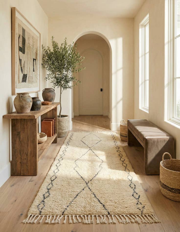 Detail image of 6' 6 x 11' 7  Hand Knotted Moroccan Wool Runner Rug