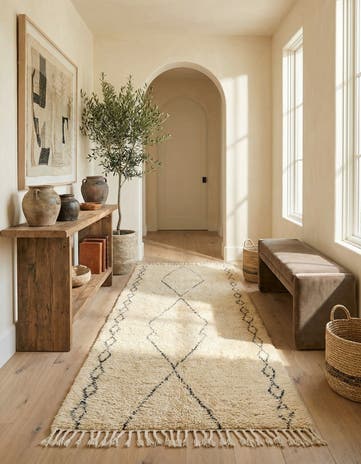 6' 6 x 11' 7 Hand Knotted Moroccan Wool Runner Rug