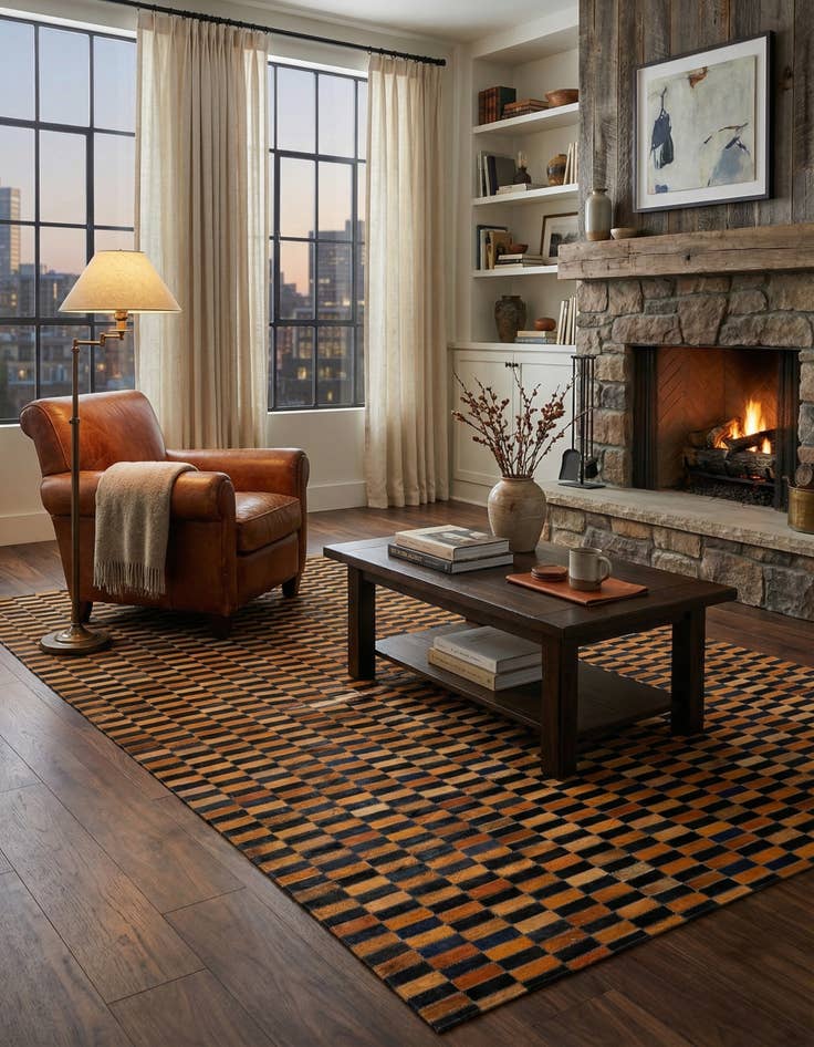 Detail image of  5' x 8' Cowhide - Patchwork Rug