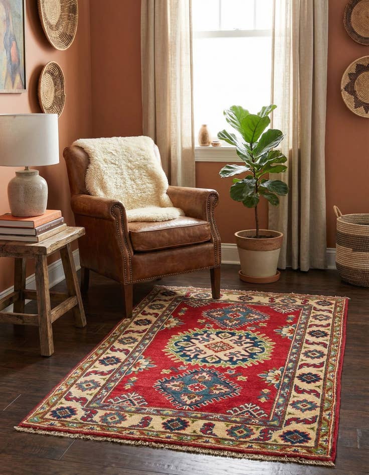 Detail image of 2' 8 x 4' 4  Hand Knotted Kazak Rug