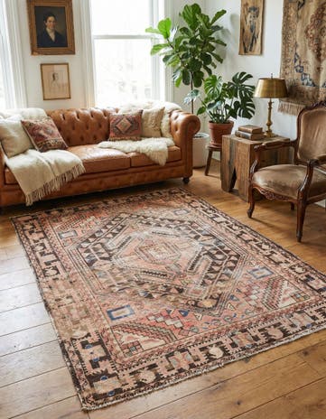 4' 5 x 6' 7 Hand Knotted Ultra Vintage Persian Wool Rug