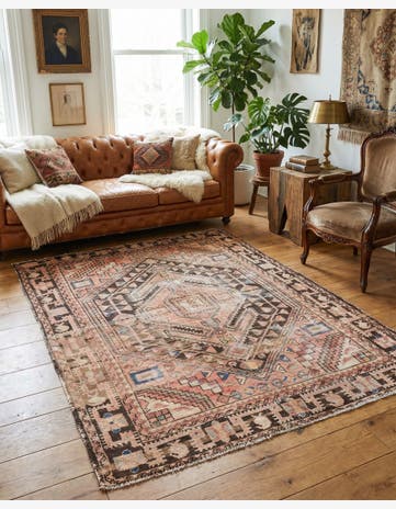 4' 5 x 6' 7 Hand Knotted Ultra Vintage Persian Wool Rug