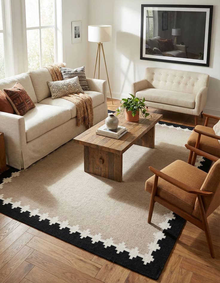 Detail image of 7' 10 x 10'  Hand Woven Kilim Wool Rug