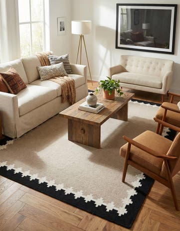 Gray and Black Hand Woven Kilim Wool Rug