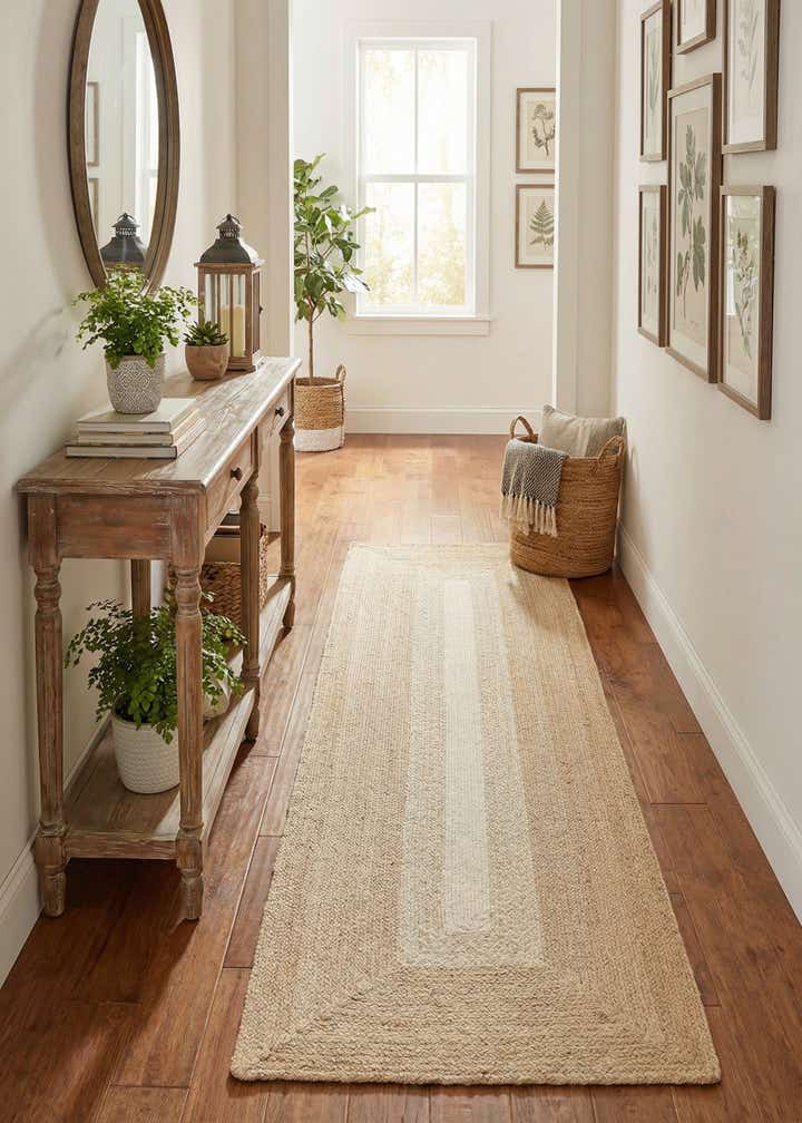 2' 7 x 8' Handmade Hand Braided Wool Runner Rug