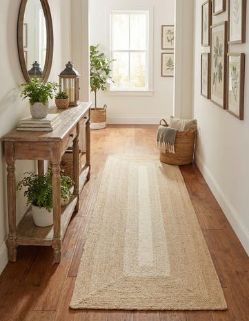 2' 7 x 8' Handmade Hand Braided Wool Runner Rug