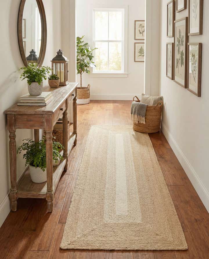 2' 7 x 8' Handmade Hand Braided Wool Runner Rug