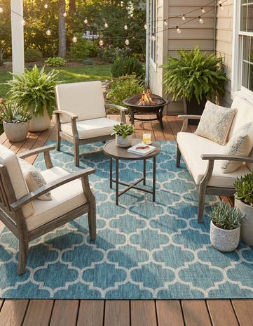 7' 10 x 11' Easy-Clean Lattice Indoor / Outdoor Rug