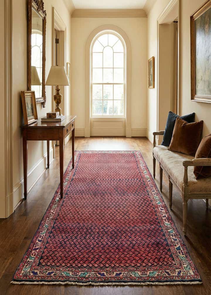 4' 2 x 9' 9 Hand Knotted Mahal Persian Wool Runner Rug