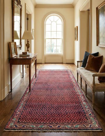 4' 2 x 9' 9 Hand Knotted Mahal Persian Wool Runner Rug