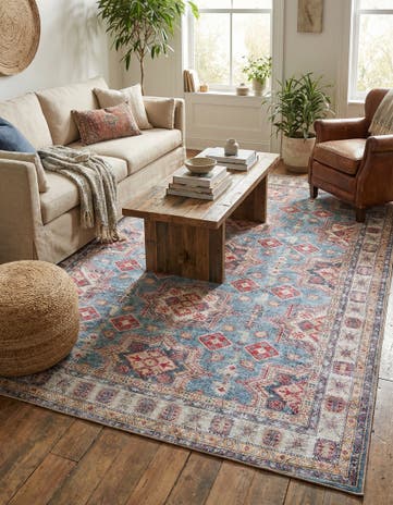Light Blue Washable Timeless Rug