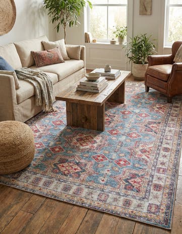 Light Blue Washable Timeless Rug