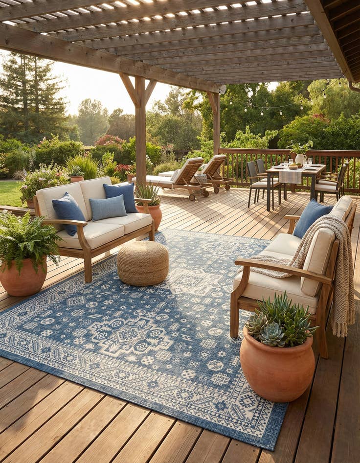 Detail image of 10' x 14'  Washable Aztec Indoor / Outdoor Rug