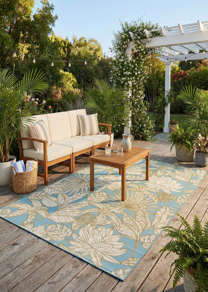 6' x 9' Easy-Clean Botanical Indoor / Outdoor Rug