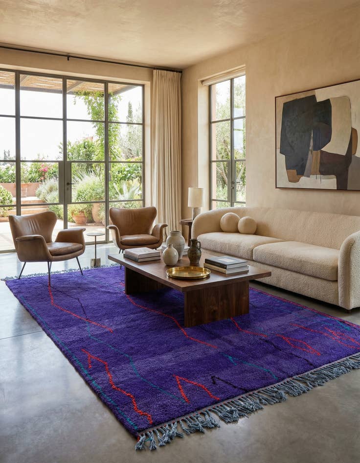 Detail image of 7' x 9' 5  Hand Knotted Moroccan Wool Rug