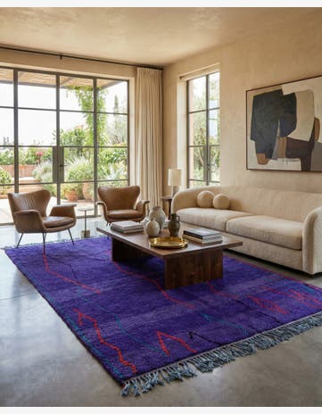7' x 9' 5 Hand Knotted Moroccan Wool Rug