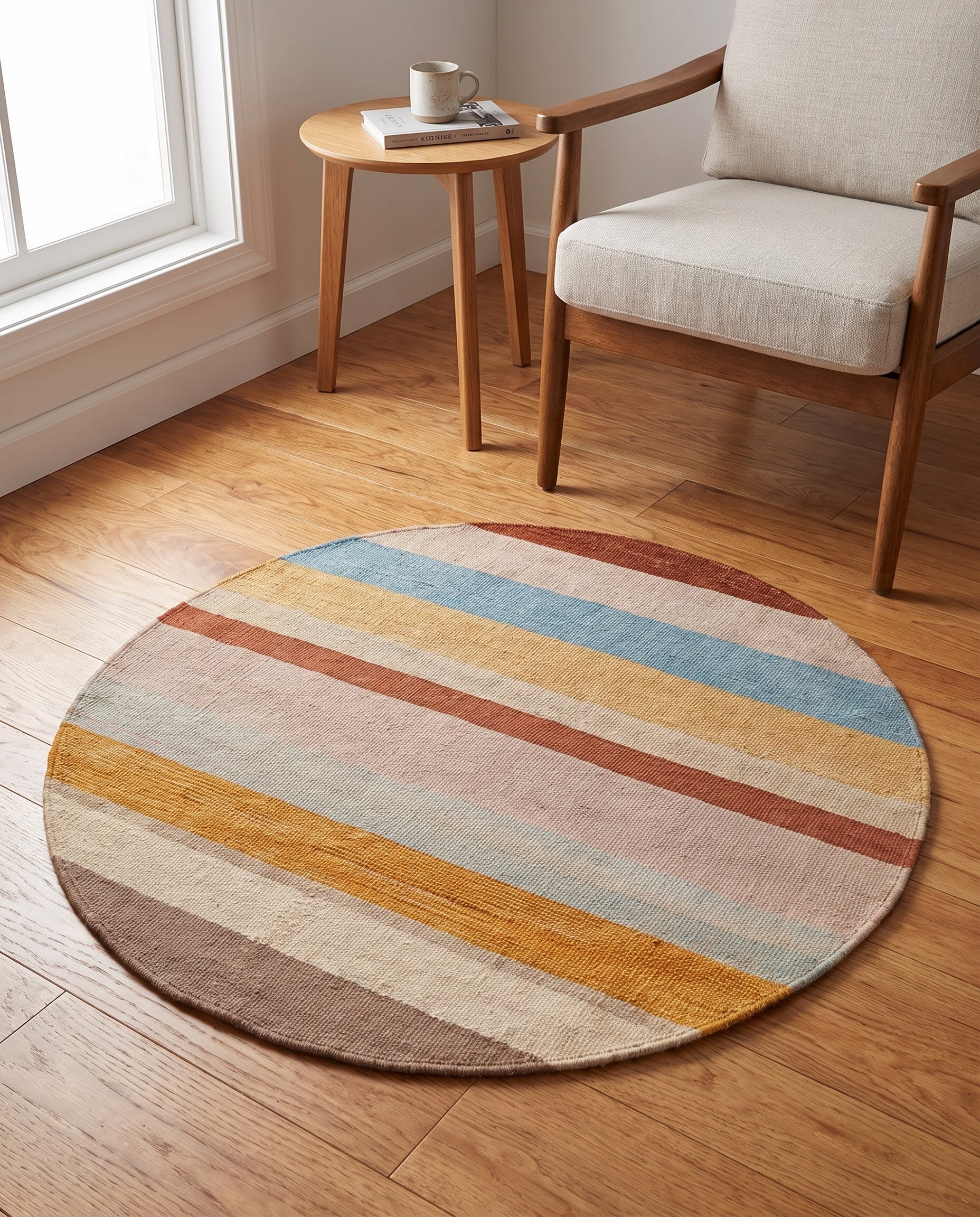 2' 5 x 2' 6 Hand Woven Pillow Wool Round Rug