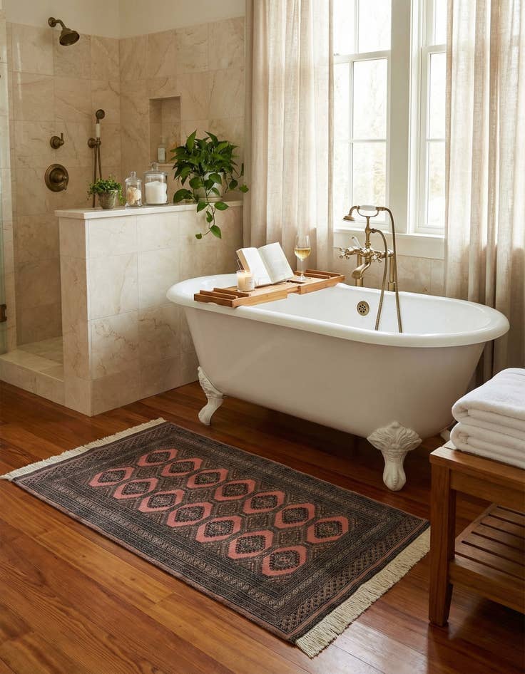 Detail image of  4' 2 x 6' 1  Hand Knotted Bokhara Oriental Wool Rug