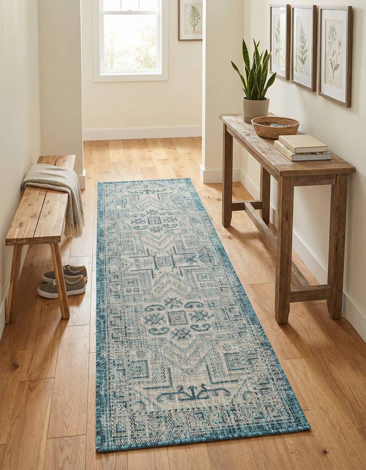 Detail image of 2' x 6'  Washable Aztec Indoor / Outdoor Runner Rug