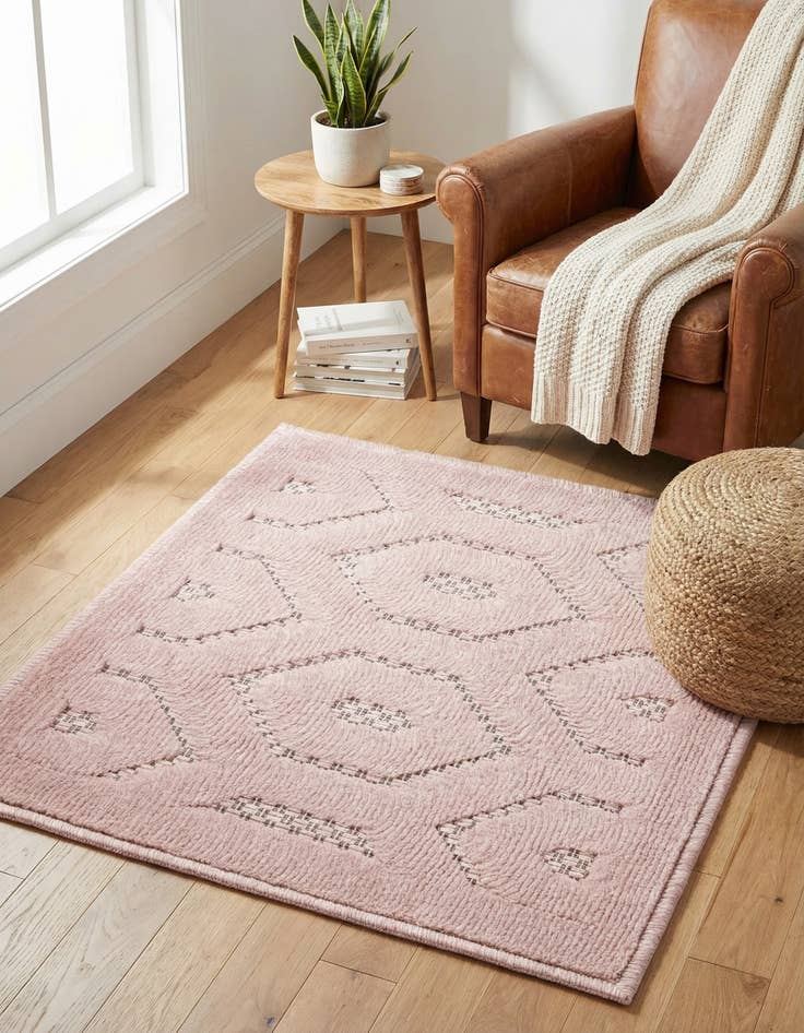 Detail image of 1' 4 x 1' 4  Washable Trellis Textured Indoor / Outdoor Sample Rug