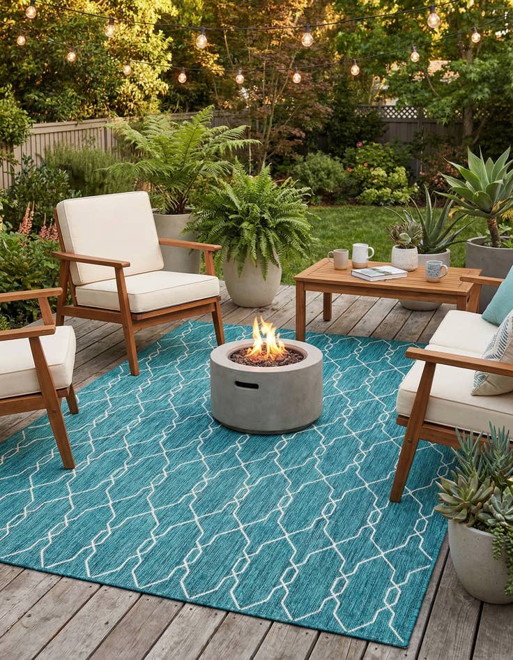 Detail image of 9' x 12' Easy-Clean Trellis Indoor / Outdoor Rug