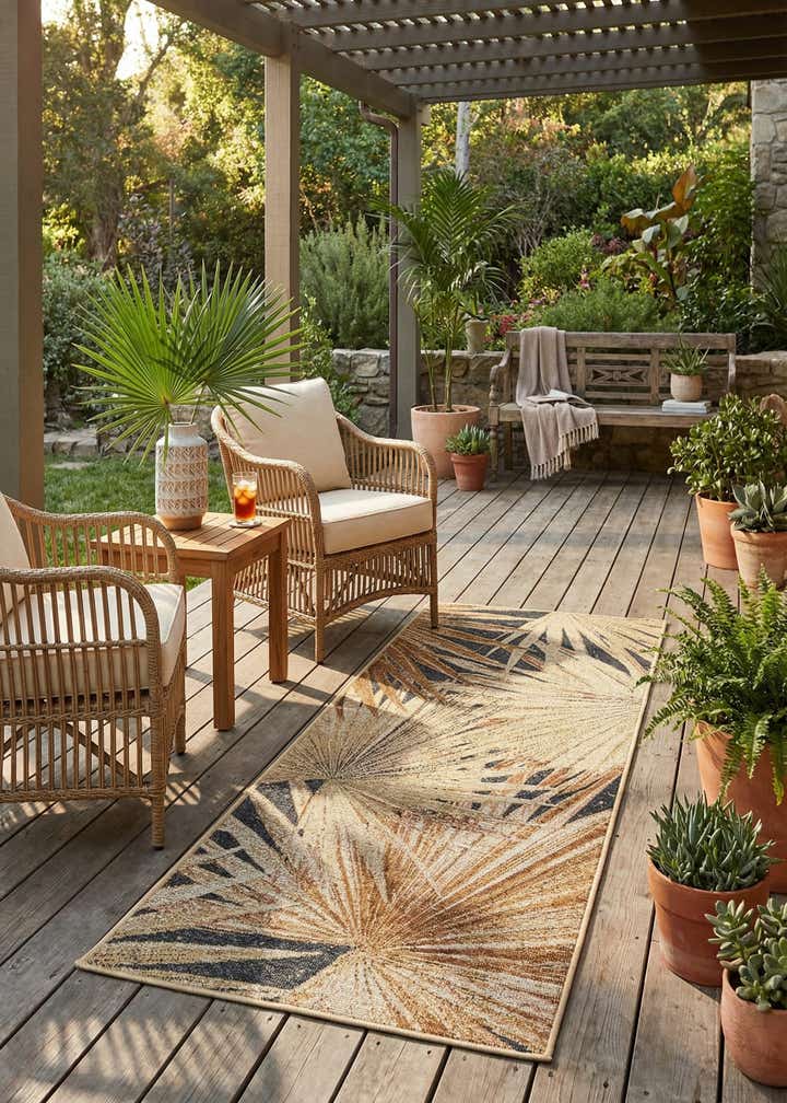 2' x 5' Easy-Clean Botanical Indoor / Outdoor Runner Rug