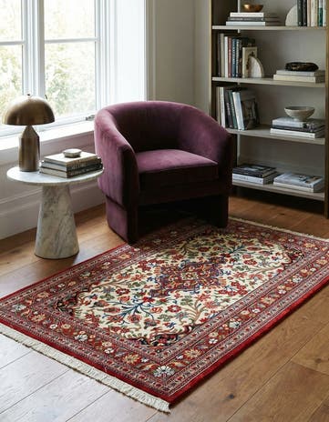 3' 4 x 4' 10 Hand Knotted Qom Persian Rug