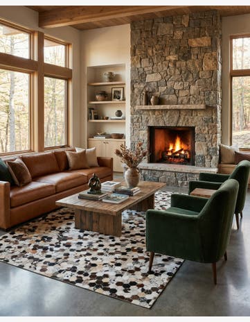 5' 1 x 8' Cowhide Leather Rug