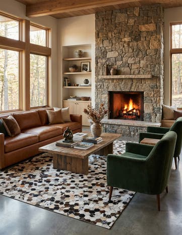 5' 1 x 8' Cowhide Leather Rug